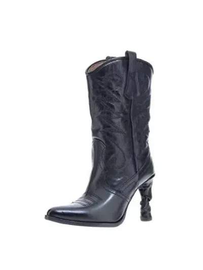 As98 Women's Fervie Leather Boot In Nero In Black