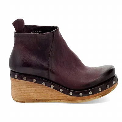 As98 Women's Savina Wedge Bootie In Eggplant In Brown