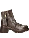 As98 Zip Leather Boot In Brown