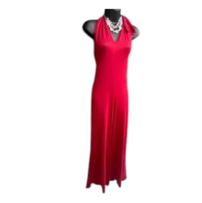 Asa Women's Halter Neck Jumpsuit In Red In Pink