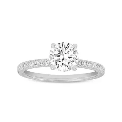 Asany Love Grown Collection 14k White Gold Round Cut Lab Grown Diamond Halo Engagement Ring