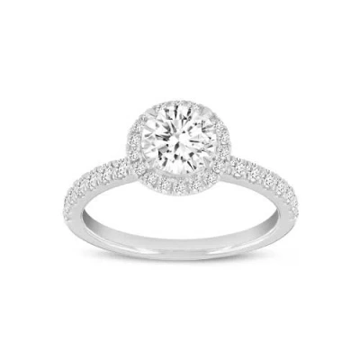 Asany Love Grown Collection 14k White Gold Round Cut Lab Grown Diamond Halo Engagement Ring