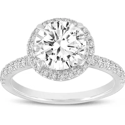 Asany Love Grown Collection 14k White Gold Round Cut Lab Grown Diamond Halo Engagement Ring