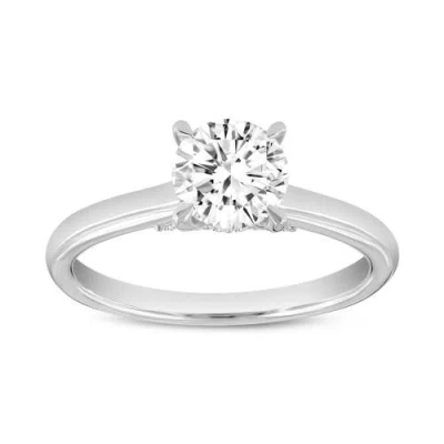 Asany Love Grown Collection 14k White Gold Round Cut Lab Grown Diamond Hidden Halo Engagement Ring