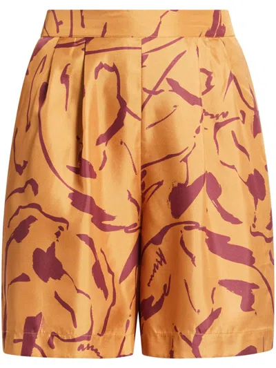 Asceno Abstract-print Short In Orange