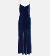Asceno Alberta Velvet Slip Dress In Blue