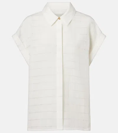 Asceno Andra Linen And Cotton Checked Shirt In White