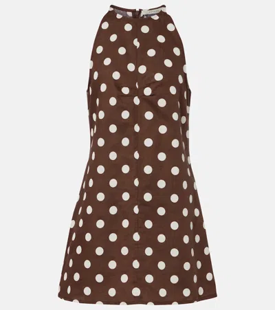 Asceno Antigua Linen And Cotton Minidress In Brown