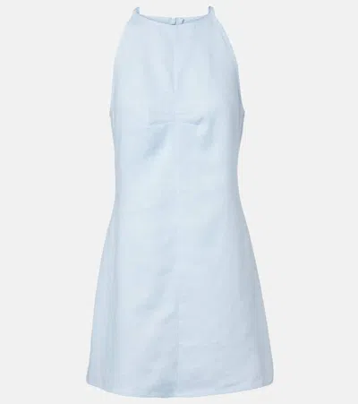 Asceno Antigua Linen Minidress In Blue