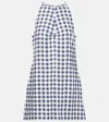 Asceno Antiqua Gingham Linen Minidress In Blue