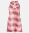 Asceno Antiqua Gingham Linen Minidress In Red