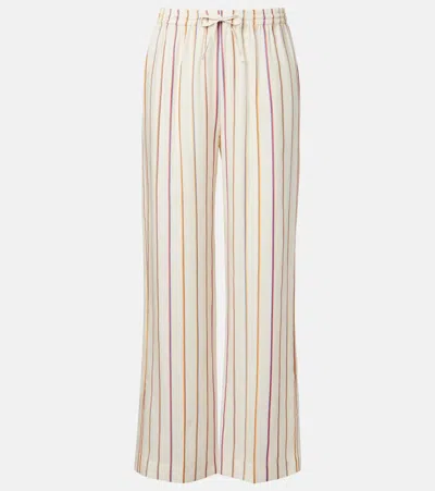 Asceno Aria Striped Straight Pants In White