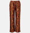 Asceno Aurelia Printed Silk Twill Wide-leg Pants In Brown