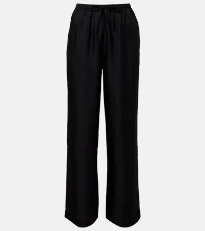 Asceno Aurelia Silk Wide-leg Pants In Black