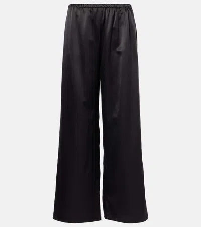 Asceno Austin Silk And Wool Wide-leg Trousers In Black