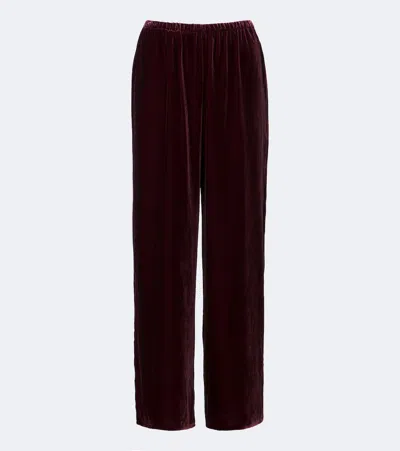 Asceno Austin Velvet Wide-leg Pants In Burgundy