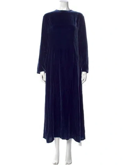 Pre-owned Asceno Bateau Neckline Long Dress In Blue