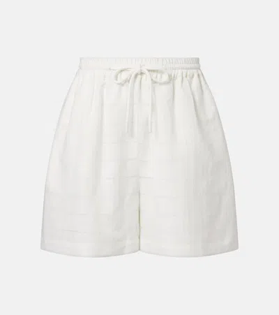 Asceno Boston Checked Linen And Cotton Shorts In White