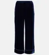 Asceno Brescia Mid-rise Velvet Wide-leg Pants In Blue