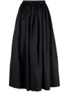 Asceno Coco Full Linen Midi Skirt In Schwarz