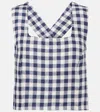 ASCENO COZUMEL GINGHAM LINEN CROP TOP