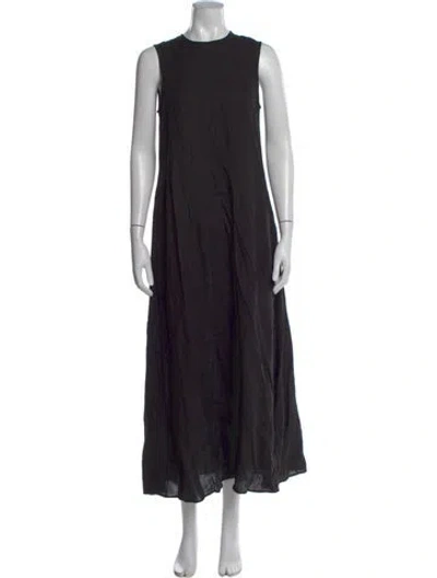 Pre-owned Asceno Crew Neck Long Dress In Black