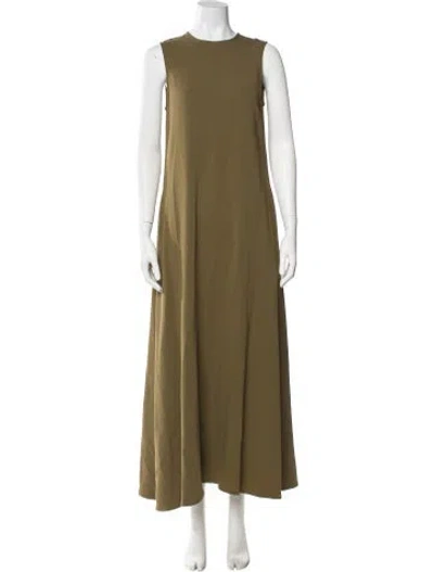 Pre-owned Asceno Crew Neck Long Dress In Green