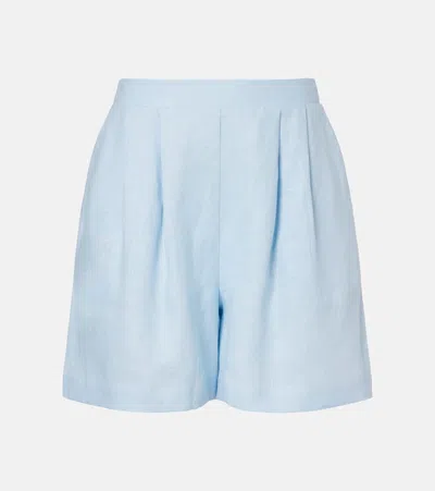 Asceno Dallas Linen Shorts In Blue