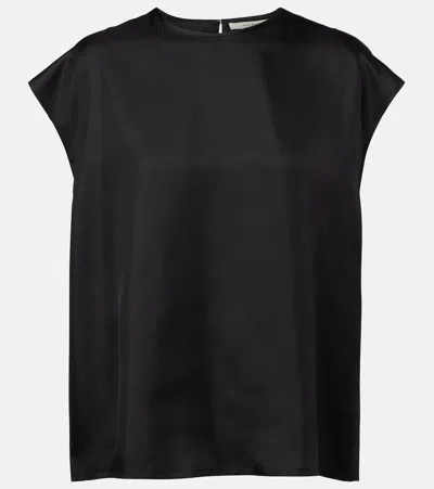 Asceno Dasha Silk Twill Top In Black
