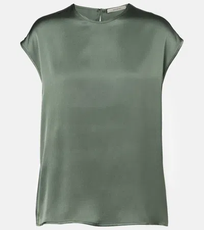Asceno Dasha Silk Twill Top In Green