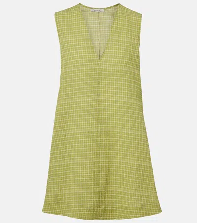 Asceno Derya Checked Cotton Minidress In Green