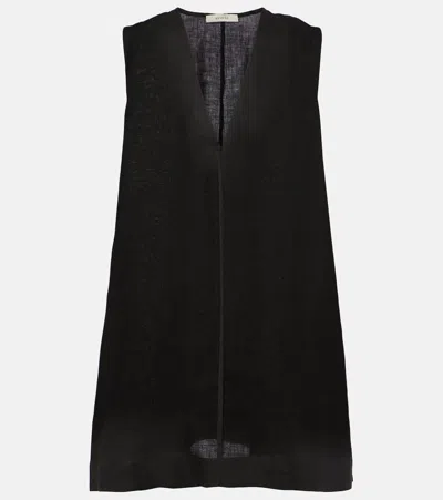 Asceno Derya Linen Minidress In Black