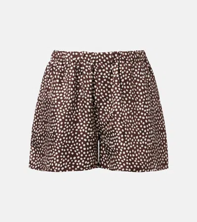 Asceno Franca Polka-dot Silk Charmeuse Shorts In Brown