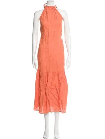 Pre-owned Asceno Halterneck Long Dress In Orange