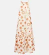 Asceno Ibiza Printed Linen And Cotton Maxi Dress In White