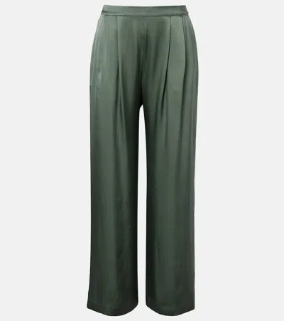 Asceno Isola Pleated Silk Twill Wide-leg Pants In Gray