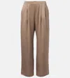 Asceno Isola Silk Twill Wide-leg Pants In Brown