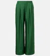 Asceno Isola Silk Twill Wide-leg Pants In Green