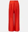 Asceno Isola Silk Twill Wide-leg Pants In Red