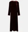 Asceno Jody Velvet Midi Dress In Burgundy