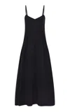 Asceno Kate Cotton Midi Dress In Black