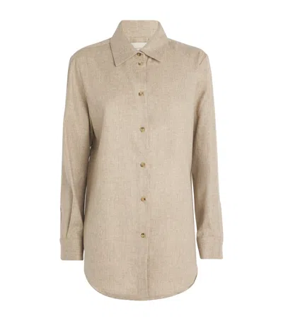 Asceno Lambswool-cashmere London Pyjama Shirt In Beige