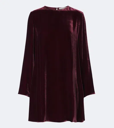 Asceno Larissa Velvet Minidress In Burgundy