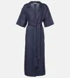 Asceno Larnaca Linen Midi Dress In Blue
