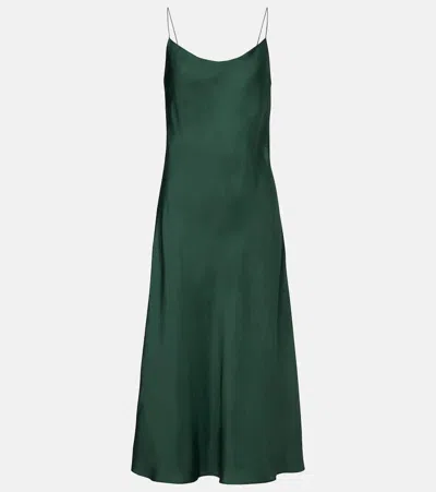 Asceno Lille Silk Twill Slip Dress In Green