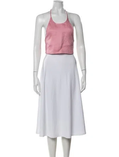 Pre-owned Asceno Linen Halterneck Crop Top In Multi