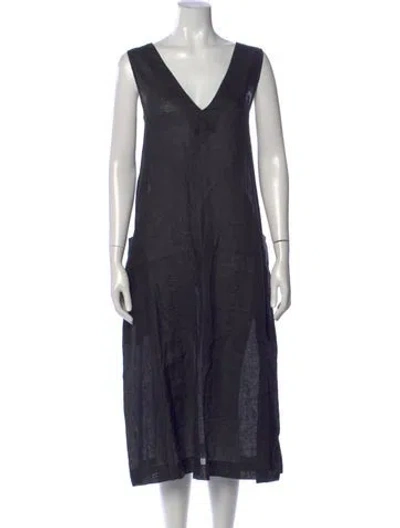 Pre-owned Asceno Linen Long Dress In Blue