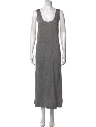 Pre-owned Asceno Linen Long Dress In Grey