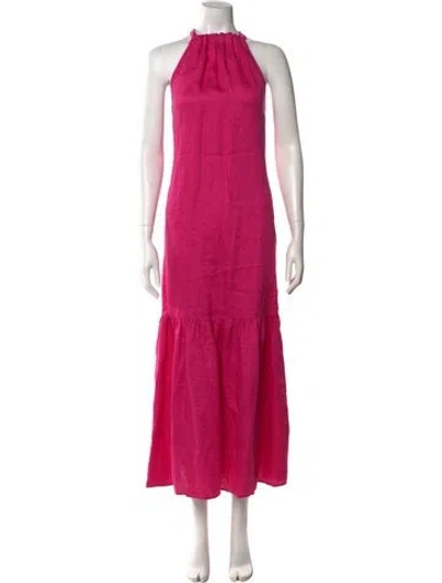 Pre-owned Asceno Linen Long Dress In Pink