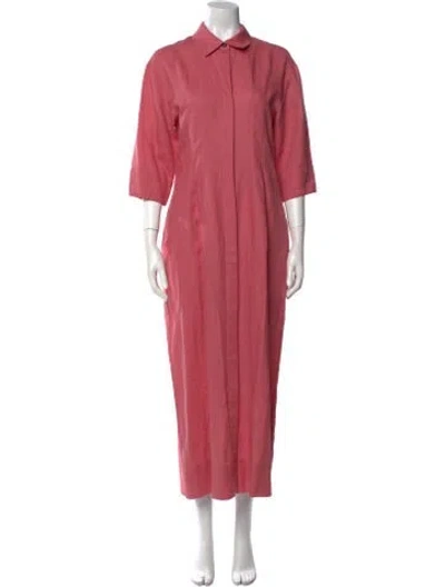Pre-owned Asceno Linen Long Dress In Pink